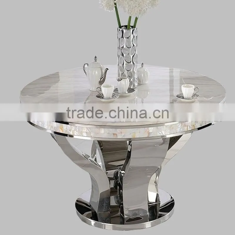 marble round rotating dining table set