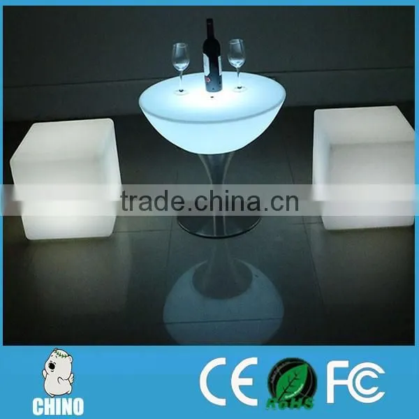 Illuminated nightclub round coffee table led furniture sets