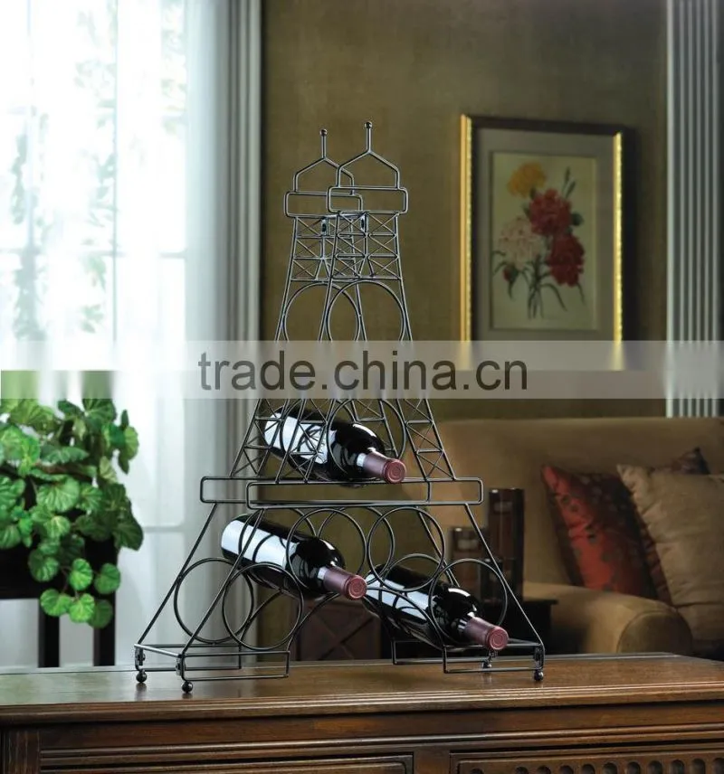 Hot selling black iron metal 6 bottles Decor Eiffel Tower wine rack