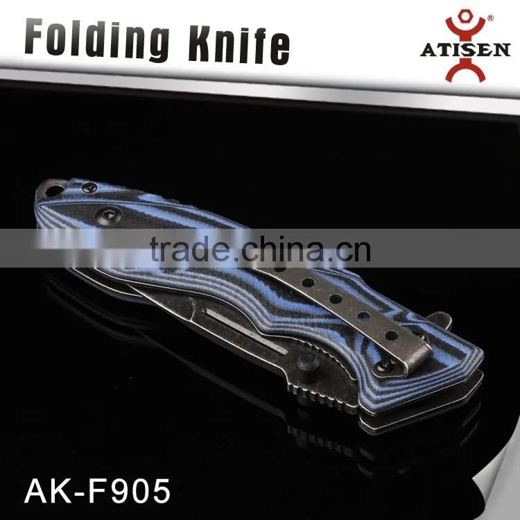 New Folding Knife Stonewash Blade Outdoor Survival Tools Camping Knife G10 Handle