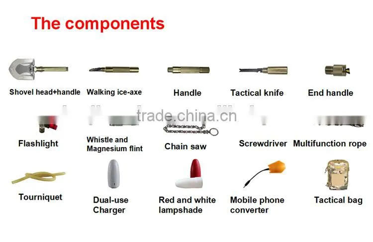 Emergency tool to break car window/ Self-driving emergency tools and equipment/ Multifunction shovel with waring light