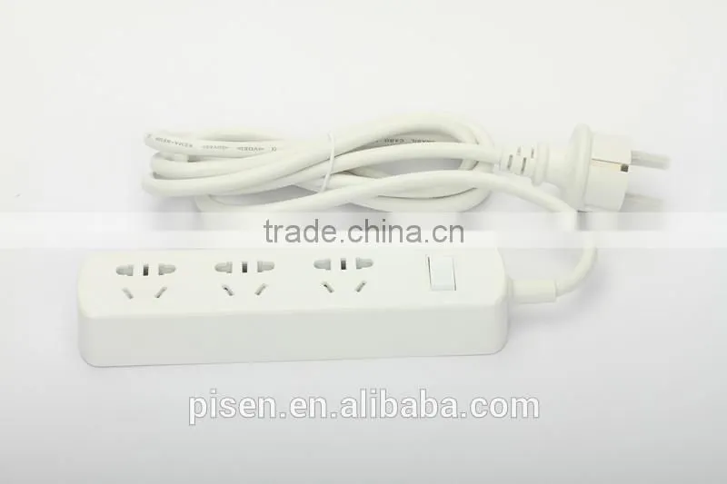 Pisen 1.8m 6ft Cable One Switch Child Protection Euro Plug 3 Outles Power Strip
