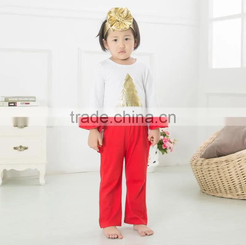 Fall Latest Boutique Girls Halloween Outfits with Pumpkin Wholesale Kids Cotton Orange Chevron Ruffle Pants Clothing Sets