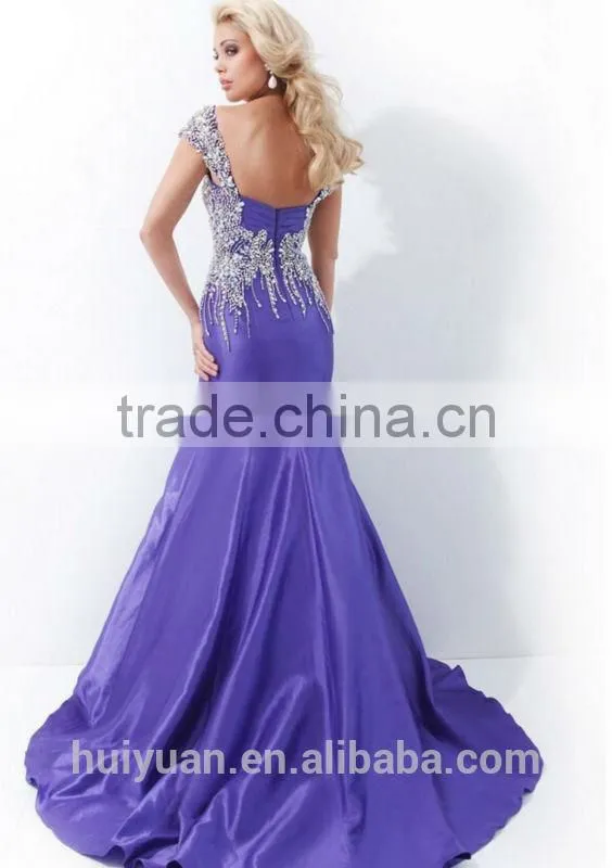 new purple backless off shoulder beaded ball gown bridal gown