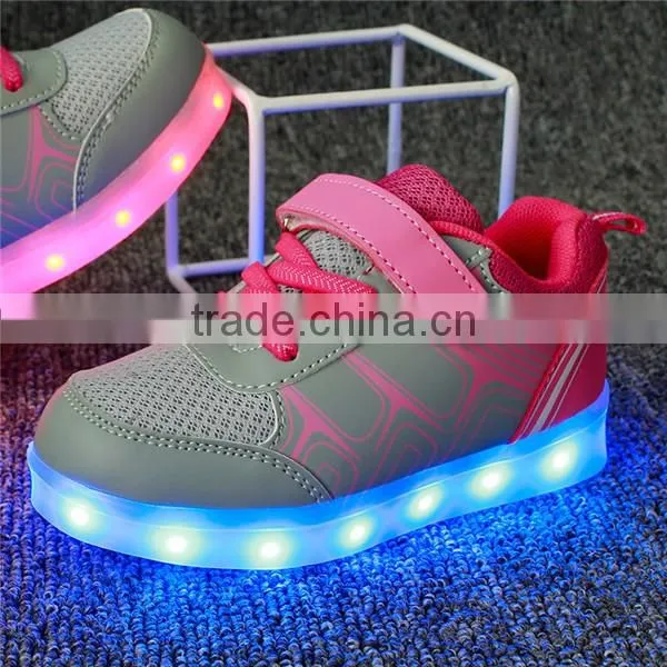 New Fashion 7 Colors Flashing light up Kids shoes with Led