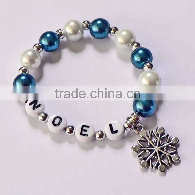 fashion pearl bead bracelet for baby, little girl holiday jewelry, ladybug charm bead bracelet for children