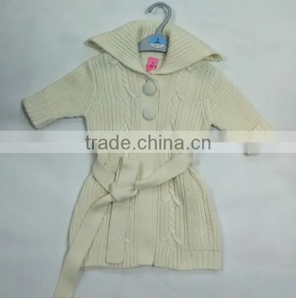 In-stock salior collar short sleeve belt knitted girls cardigan sweater