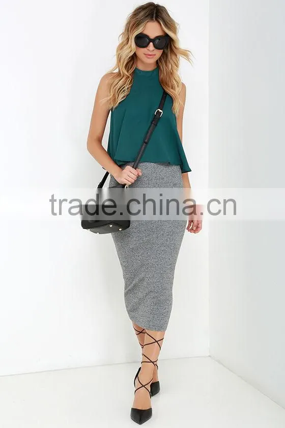 New summer high quality sleeveless plain style fashion blouses from garment factories in china