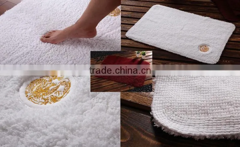 Hand Tufted Shaggy Hotel Bath Mat With Logo
