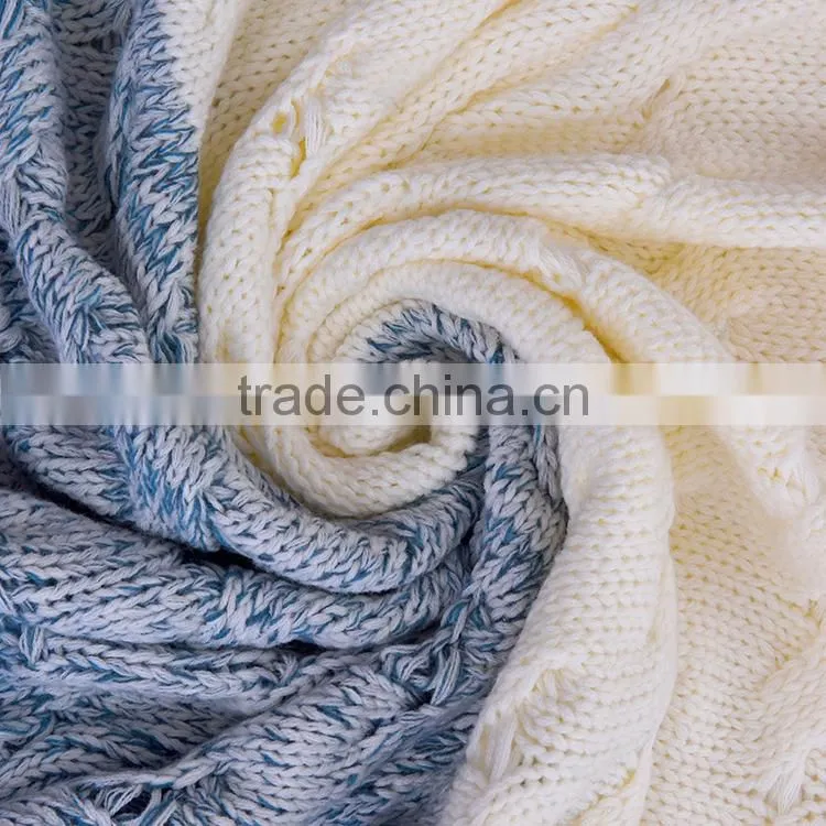 Wholesale 100% acrylic cheap fashion knit plaid travel blanket