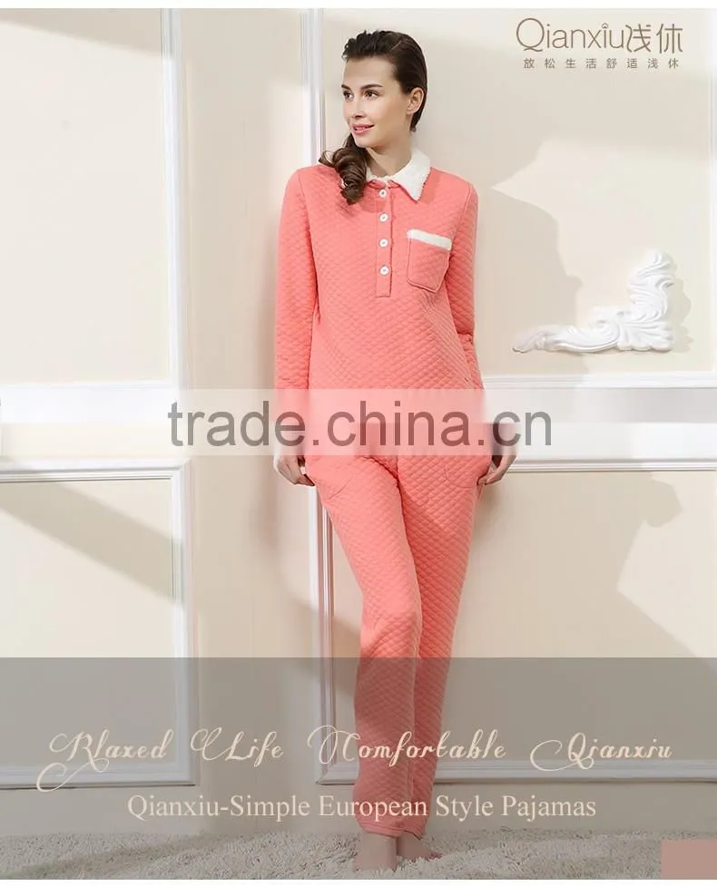 Chineses top Qianxiu brand wholesale winter ladies sleepwear