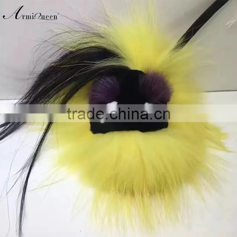 2017 wholesale fashion real raccoon fur monster key chains ,bag accessory in high quality