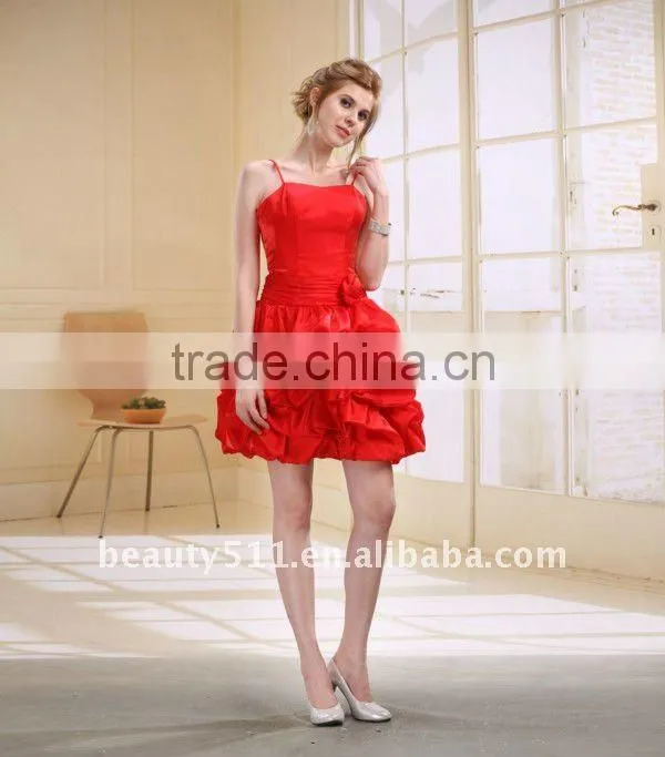 new style Taffeta red ruffled fancy dress AS030