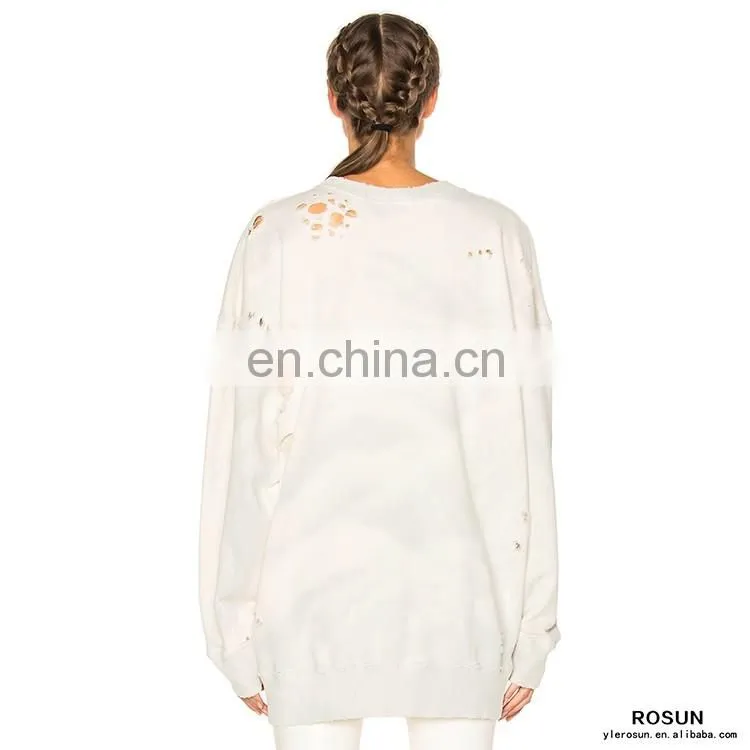 Pullover Crew Neck Destoryed Plus Oversized Knit Jumper