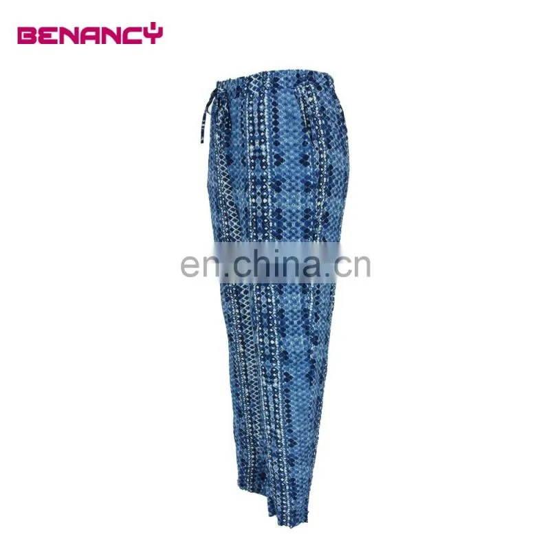 New Fashion Casual Blue Snakeskin Print Loose Fitting Long Women Pants