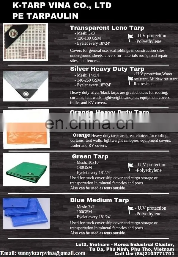 Pe Tarpaulin - Various GSM - Hot Sales- Made In Vietnam