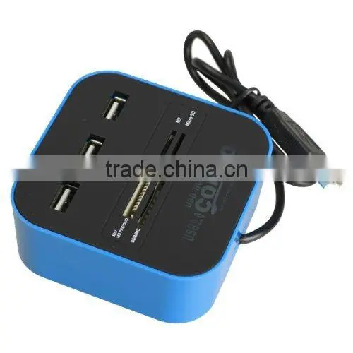 3 port usb hub and card reader combo for computer promotion gift