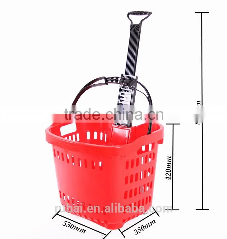 New Design Supermarket Shopping Basket With draw bar