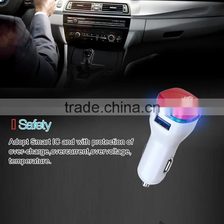 5V 4.8A Dual USB Car Chargers with CE,Rohs, suitable for Iphone,ipad,smart phone ,GPS and More