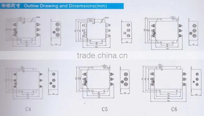 6A 10A 20A 150A 3 phase ac DC power line filter
