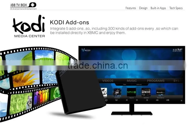 i68 XBMC Kodi RK3368 Android TV Box 5.1 2Gb Ram 16GB Rom H.265 2.4G&5G Dual Wifi 4K Mini PC Octa Core