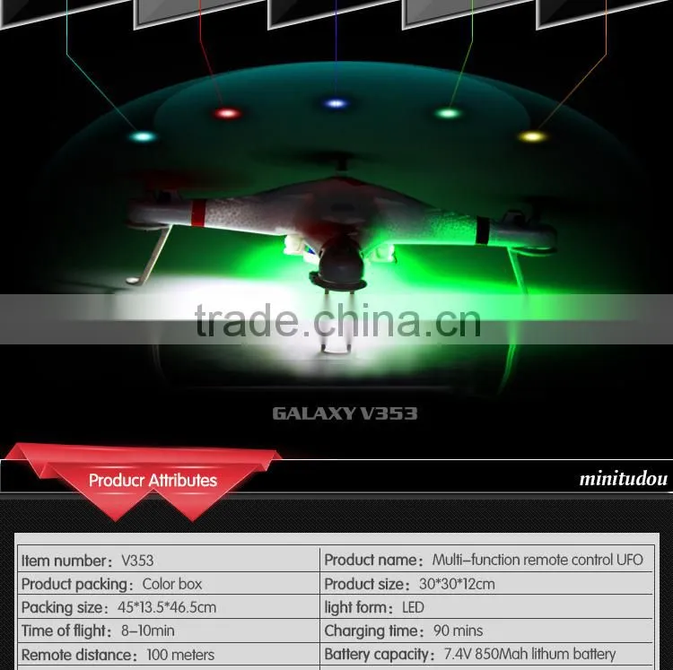 2014 Design WL V353 4-Axis 2.4G 4CH RC UFO with Gryo and Lights and Camera Galaxy RC Quadcopter