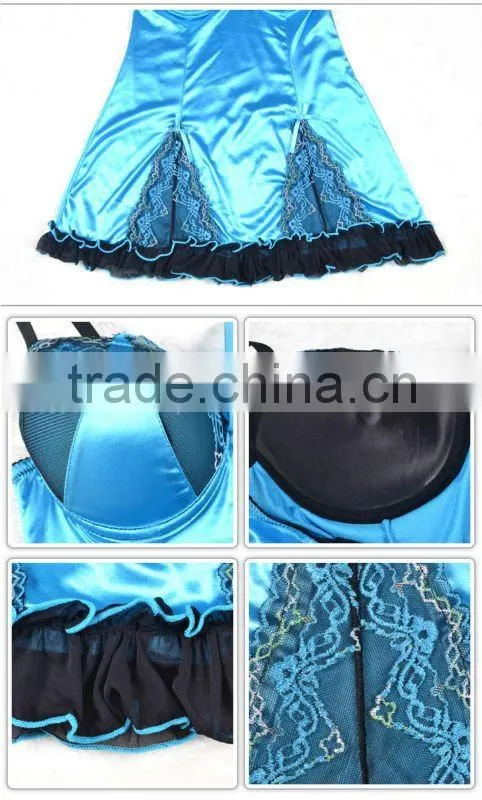 Newest hot sexy elastic satin lacy cup design lingerie babydoll 5108