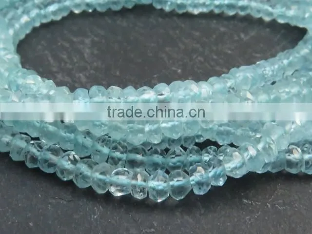 Aquamarine Rondelles Faceted