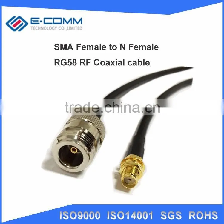 High Quality N female to SMA female nut bulkhead RG58 jumper pigtail cable 50cm