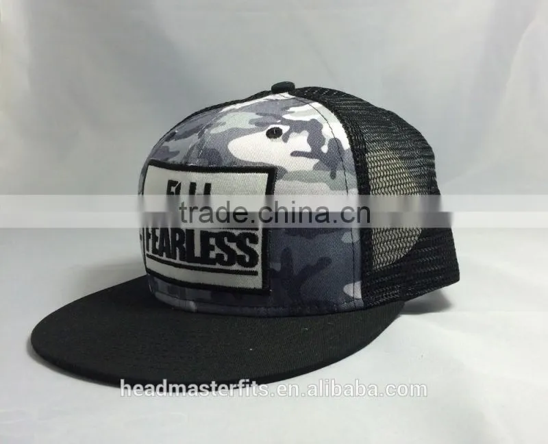 Custom Embroidery Patch Flat Trucker Cap Mesh Cap