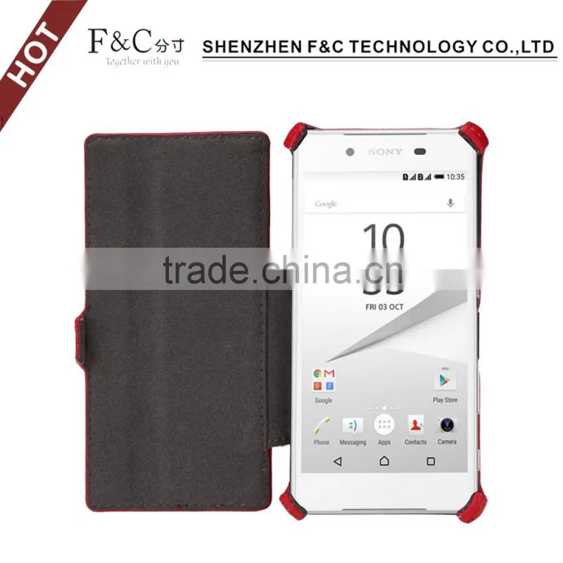 Heat setting 5.2 inch cell phone flip cover for Sony Xperia z5,stand leather case for sony z5