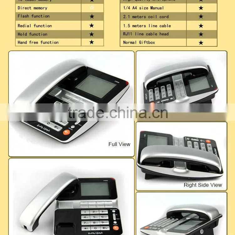 Hot selling lcd backlight business desk landline telephone