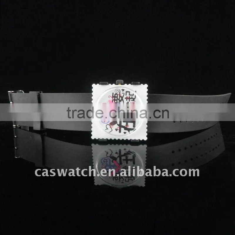 Peach stamp watches PVC strap