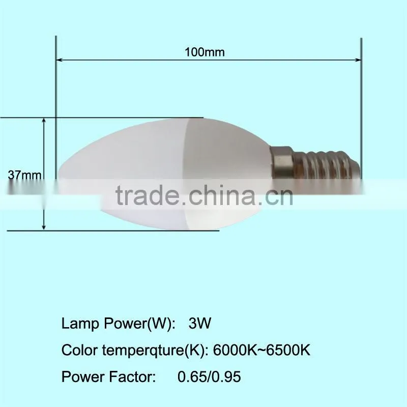 Best Selling Glass Led Lamp 3w LED Candle LightC37 Led E14 Light Candle Bulb Light