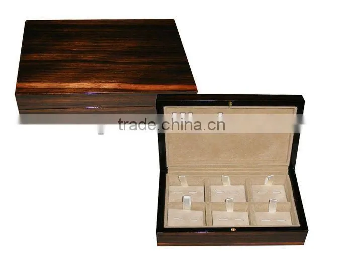 Burl wood 6 pair wooden exquisite cufflink box
