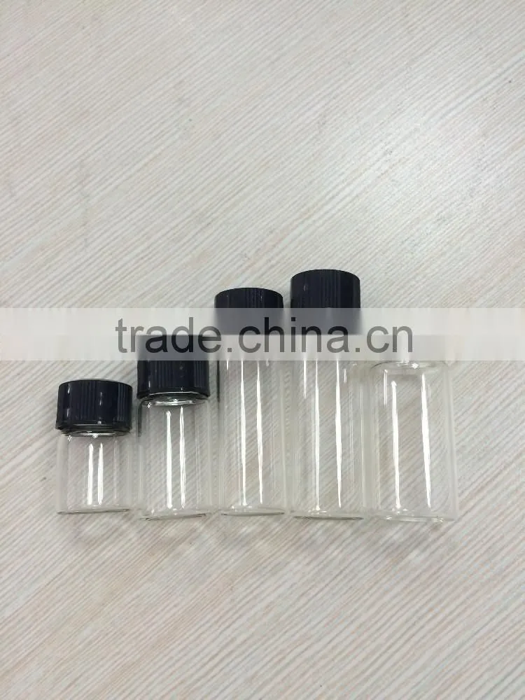 different size transparent and amber colored glass bottles with cap sale