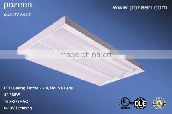 36W Single Lens, Perfert retroft flourenscent t8 600x600 surface led recessed troffer 2x2ft DLC listed 0-10V Dimming Standard
