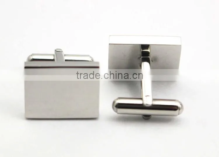 Men's business cufflinks silver rectangle cufflinks