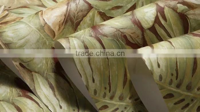 Home designer interior decorative natural leaf 3d wallpaper