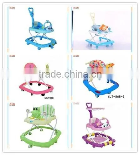 New PP plastic 8 rubber wheels rolling baby doll walker rolling baby walker with canopy