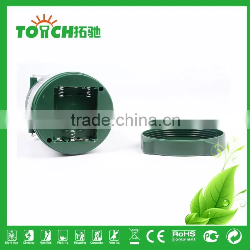 Green Color Rechargeable Lantern ABS Plastic Camping Lantern 3*AA Battery with Solar Charger Camp Lantern Light