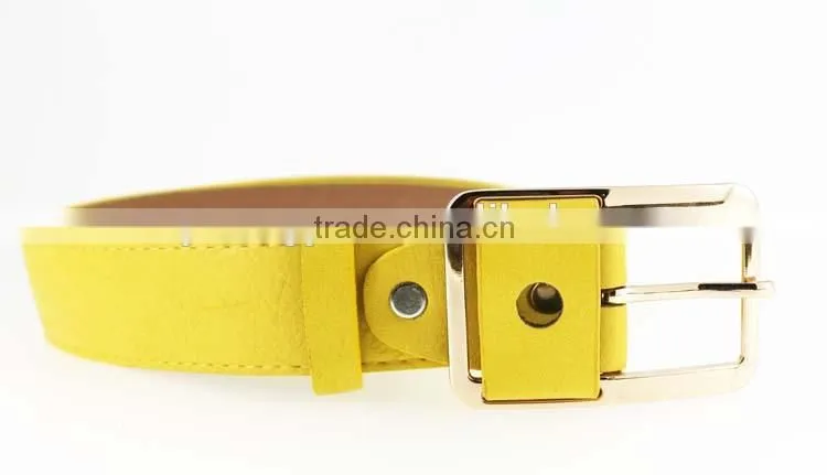 Women's fashion Yellow PU leather belts for jeans with Alloy Buckles in YiWu Factory