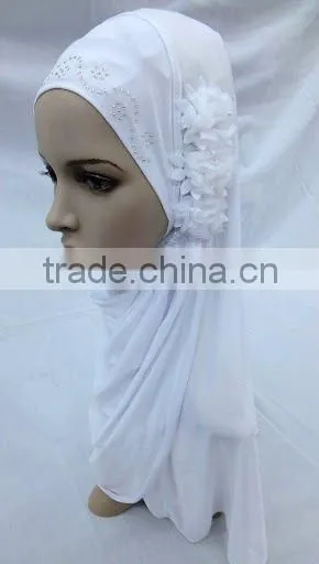 H061 latest muslim hijab with 3 pieces flower,islamic scarf