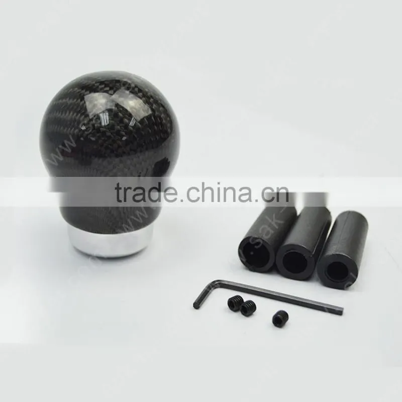 Racing Real Black 3K Carbon Fiber Aluminum Ball Gear Shift Knob Head