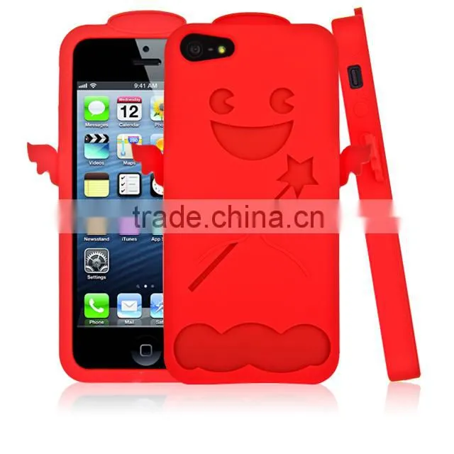 Set Screen Protector And Case For Iphone 5 , Green Angel Cute Little Bush Silicon Case