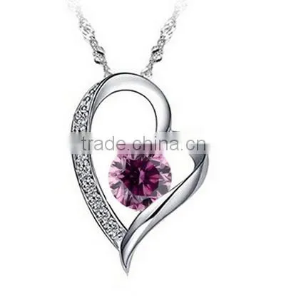 Silver Heart Necklace Crystal - Stylish Crystal Pendant Fashion Designer Jewelry Gift for Valentine's Day