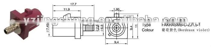 SMB plug for RG174/RG316 coaxial cable, FAKRA male rf connector
