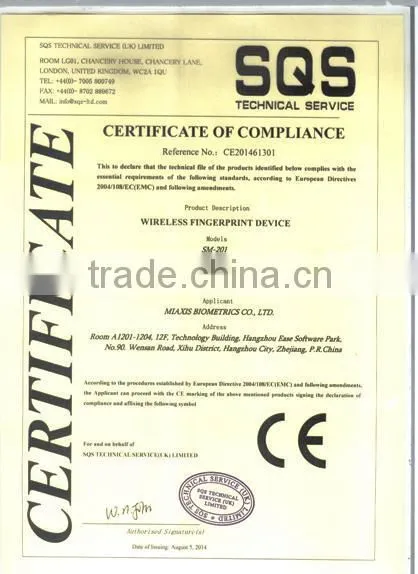 SM-201 bluetooth fingerprint scanner for china smart phone, mobile tablet