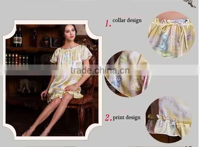 high quality luxury women 100% pure silk sleepwear china