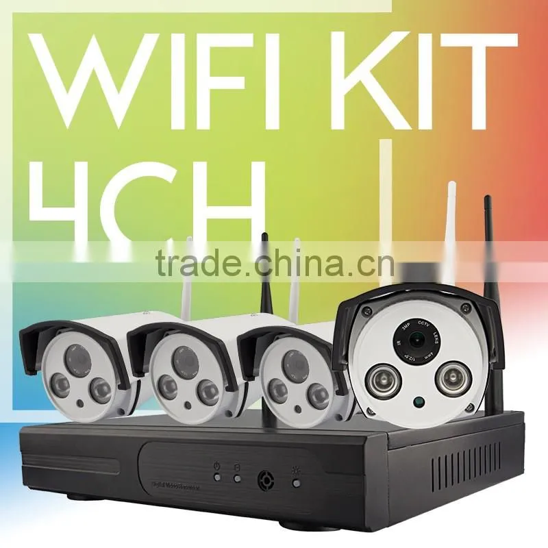 Vitevison surveillance camera system with 1.3mp 1mp wifi camera H.264 4ch wireless NVR Kit